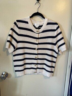 Zara Short Sleeved Striped Cardigan